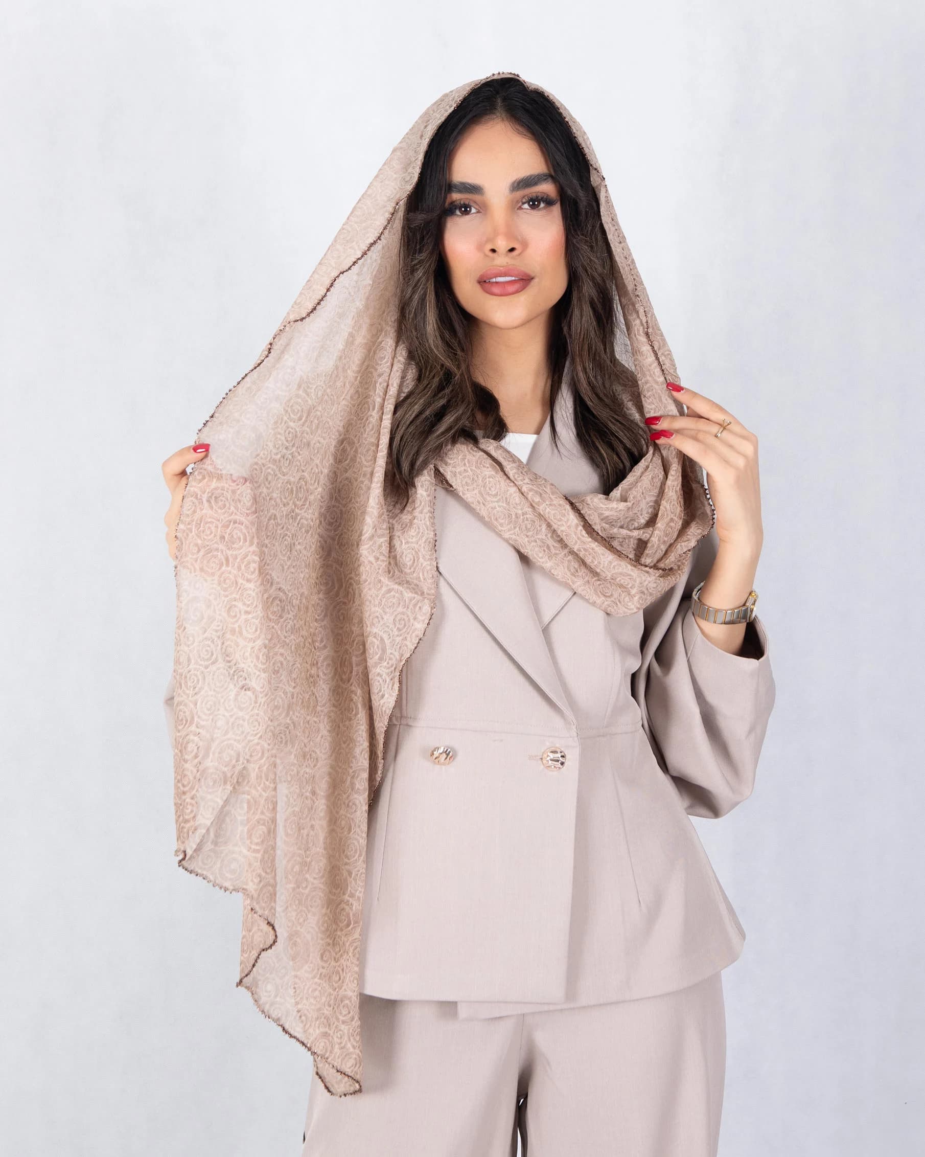شال حریر پفکی طرح گل