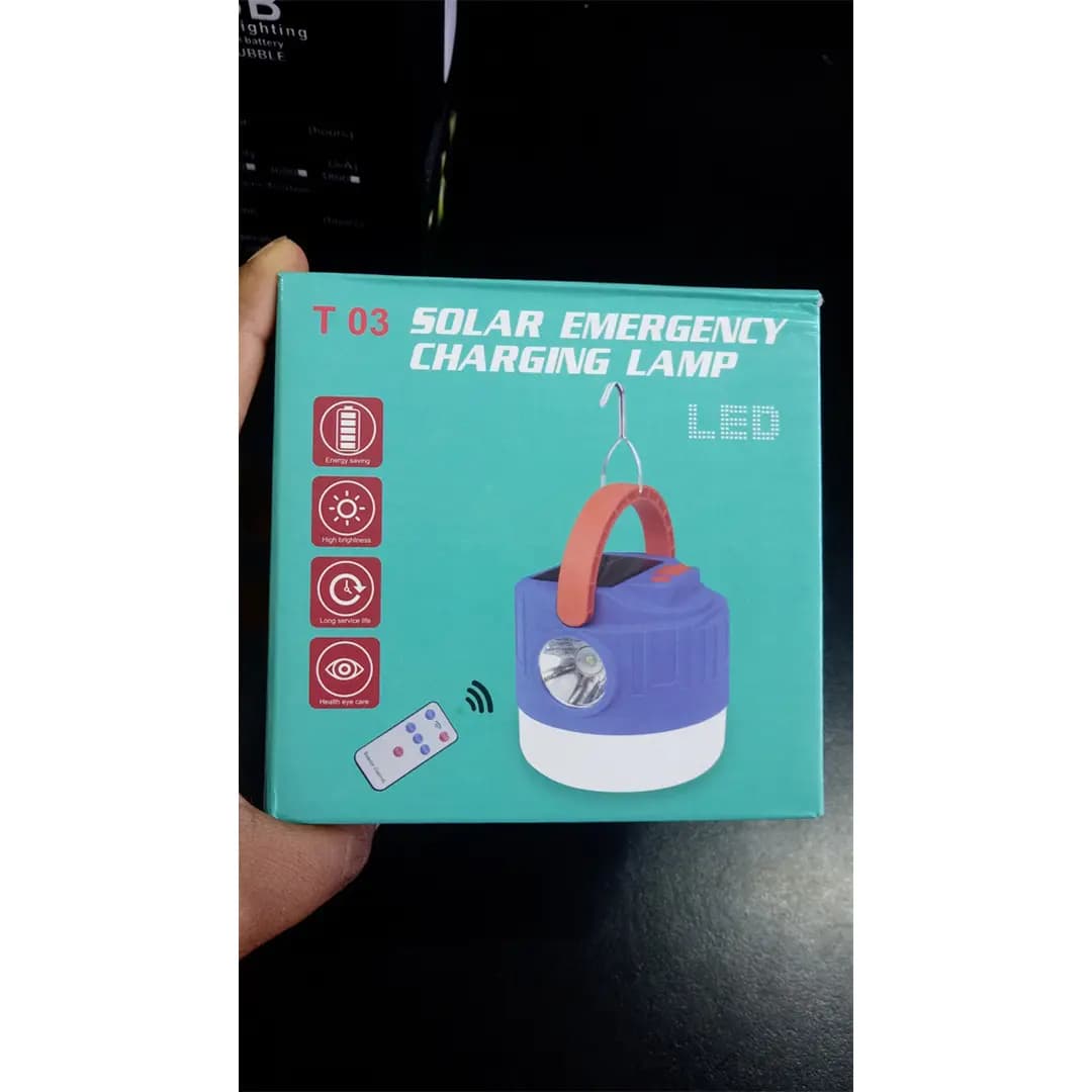 لامپ قابل حمل خورشیدی T03 20W ریموت دار — تصویر ۳