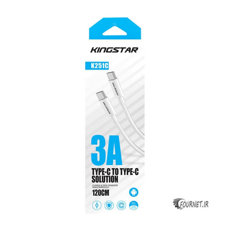 کابل شارژ کینگ استار فست تایپ سی به تایپ سی K251 C