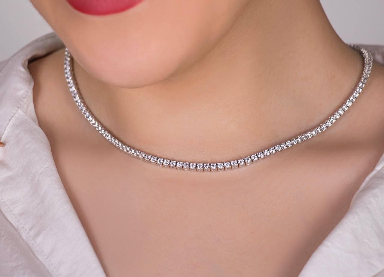 گردنبند نقره تنیسی چهارچنگ