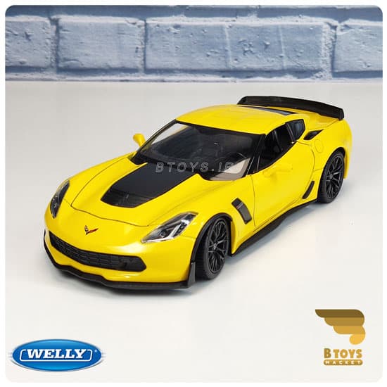 ماکت ماشین شورولت کوروت زد 06 2017 زرد ویلی(Chevrolet Corvette Z06 2017 welly)