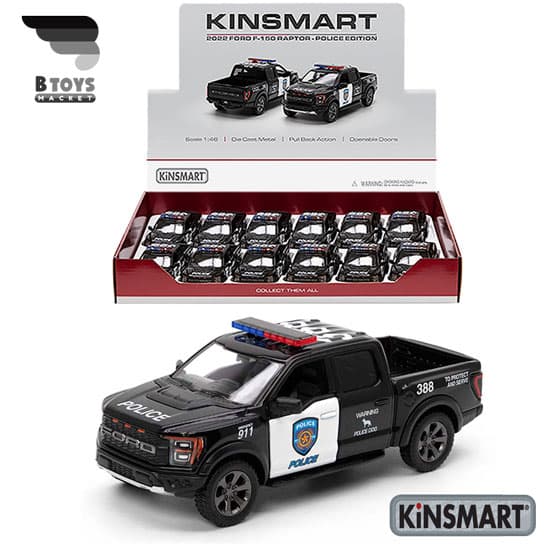 ماکت ماشین فورد اف150 رپتور 2022 پلیس کینسمارت(Ford F-150 Raptor police kinsmart)