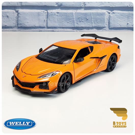 ماکت ماشین شورولت کوروت زد 06 2023 نارنجی ویلی(Chevrolet Corvette Z06 2023 welly)