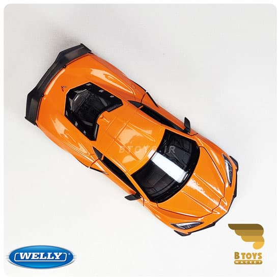 ماکت ماشین شورولت کوروت زد 06 2023 نارنجی ویلی(Chevrolet Corvette Z06 2023 welly) — تصویر ۴