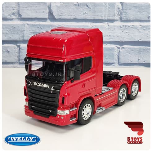 ماکت ماشین کامیون اسکانیا آر730 دومحور قرمز ویلی(SCANIA R730 welly)