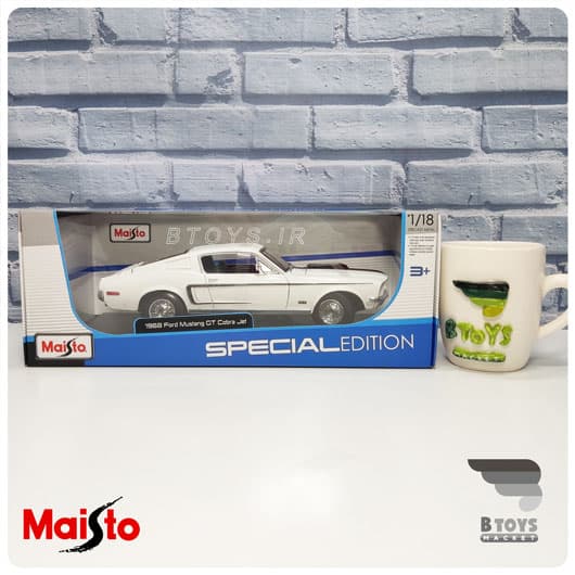 ماکت فورد موستانگ جی تی 1967 سفید مایستو(Ford mustang GT 1967 Maisto) — تصویر ۸