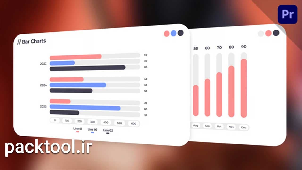دانلود پروژه آماده پریمیر چارت اینفوگرافی افقی Bar Graph Chart Infographics