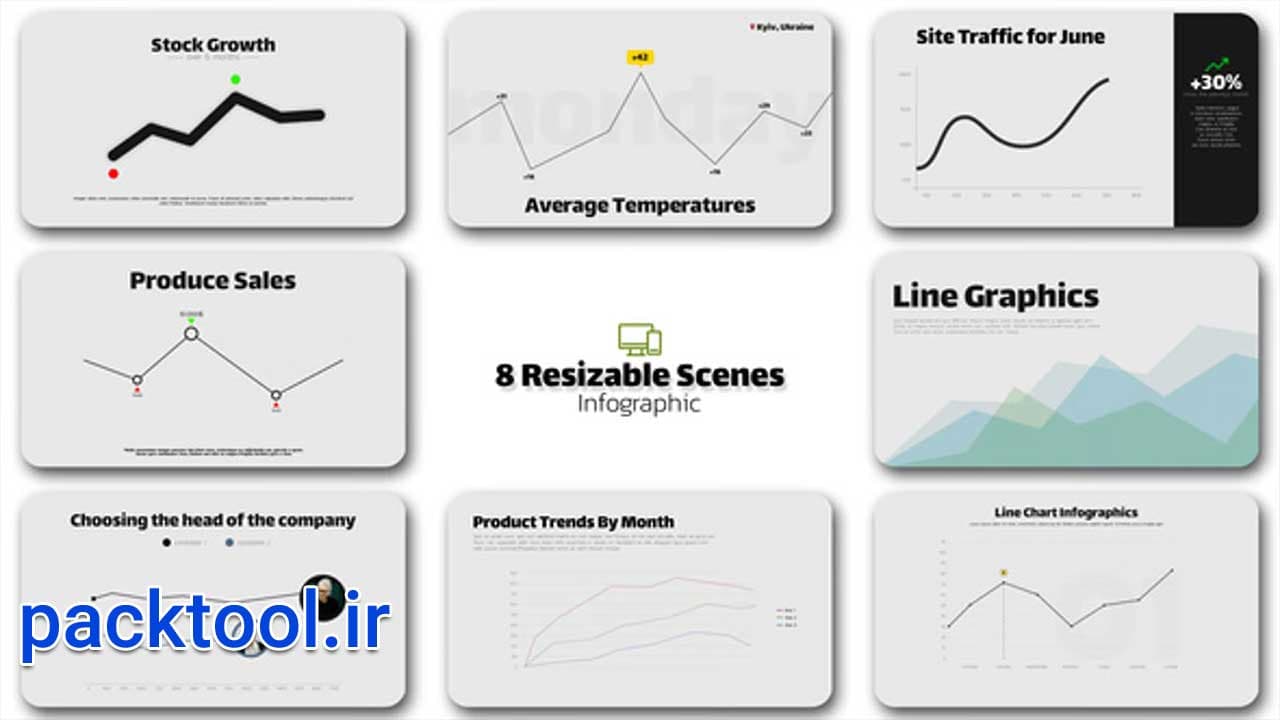 دانلود پروژه پریمیر پرو اینفوگرافیک نمودار های خطی Infographic Line Graphs