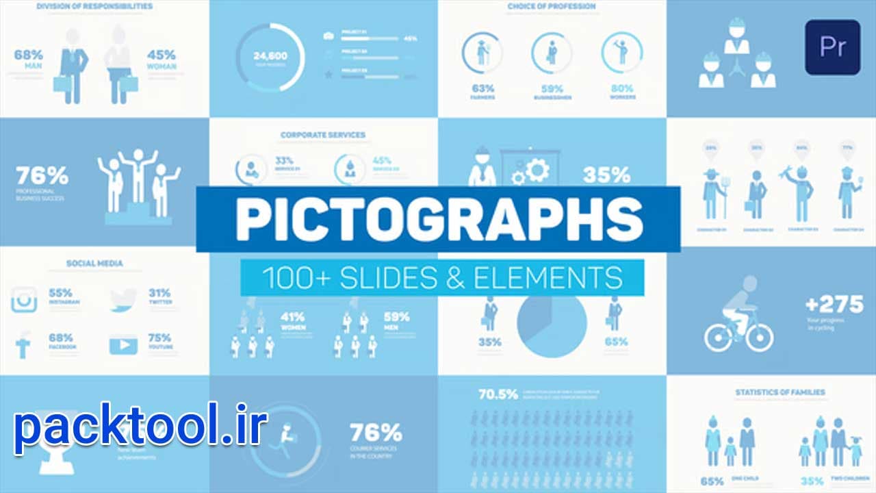 دانلود پروژه آماده پریمیر پرو اینفوگرافیک پیکتوگرام Pictogram Infographics