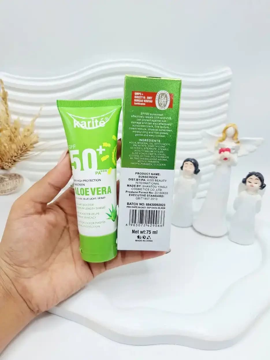 ضد آفتاب بی رنگ آلوئه ورا کاریته KARITE SPF50 — تصویر ۳