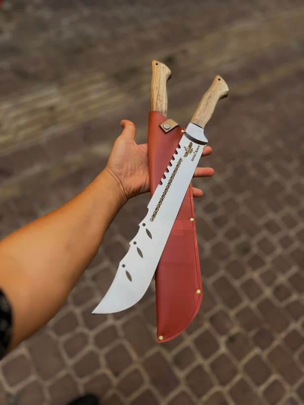 بامبوزن تیغه فنر شیار دار ۵۰ سانت اهورا بهمراه غلاف — تصویر ۲