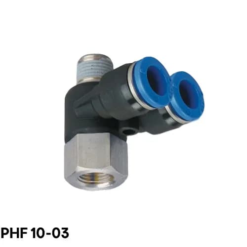 اتصال زانویی دو‌تکه دو‌راهی پنوماتیک برند CDC شیلنگ 3.8