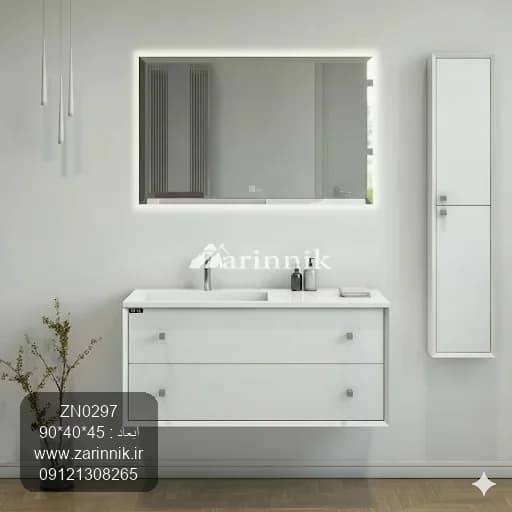 روشویی کابینتی مدرن سفید زرین نیک کد ZN0297