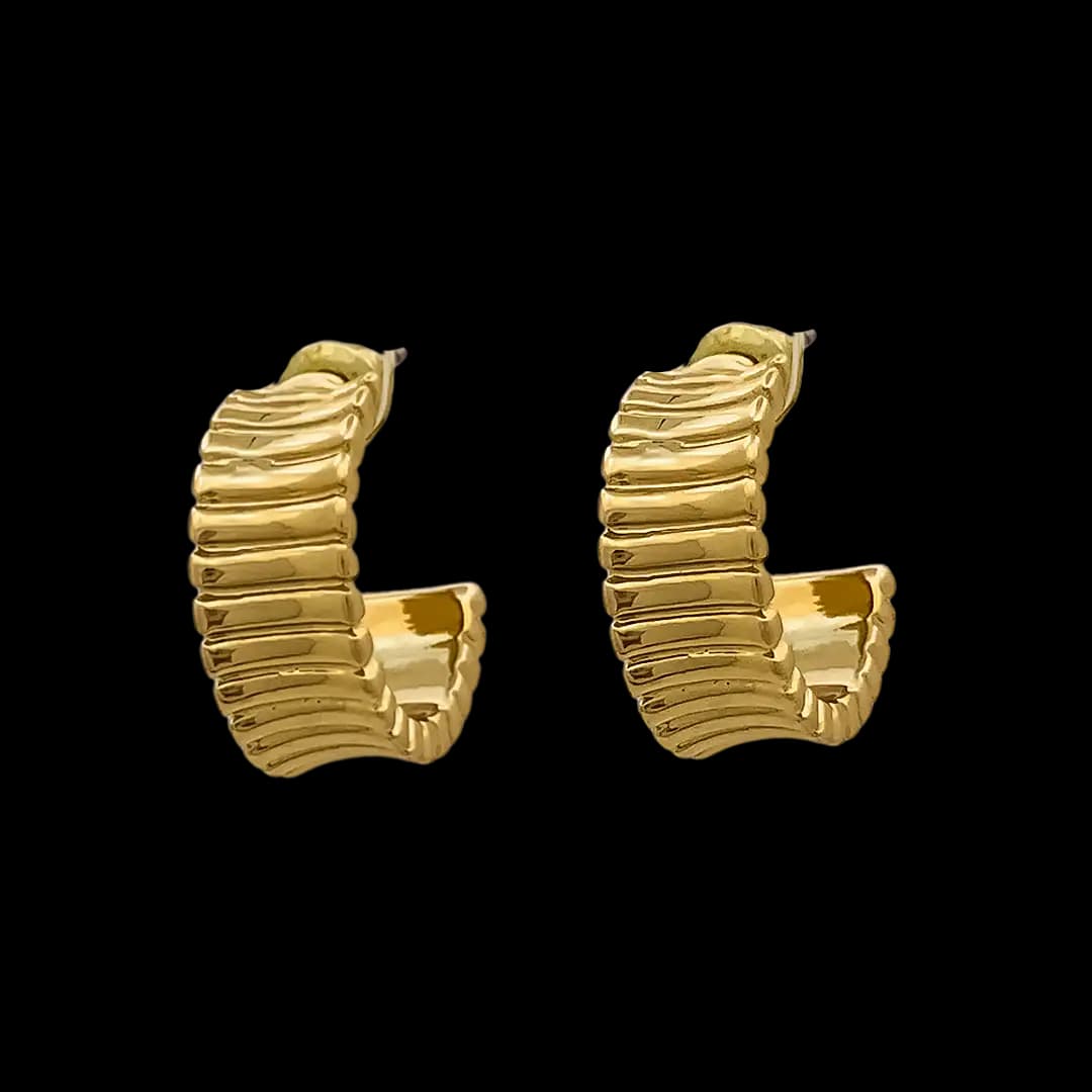 گوشواره میخی نیم حلقه شیاردار (Patterned Half-Hoop Stud Earrings)