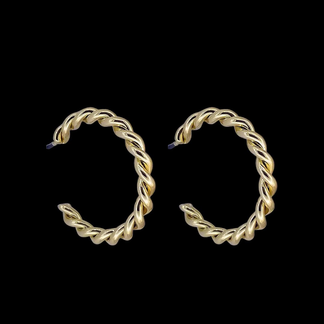 گوشواره میخی نیم‌حلقه طرح طنابی (Rope Twisted Half-Hoop Studs)