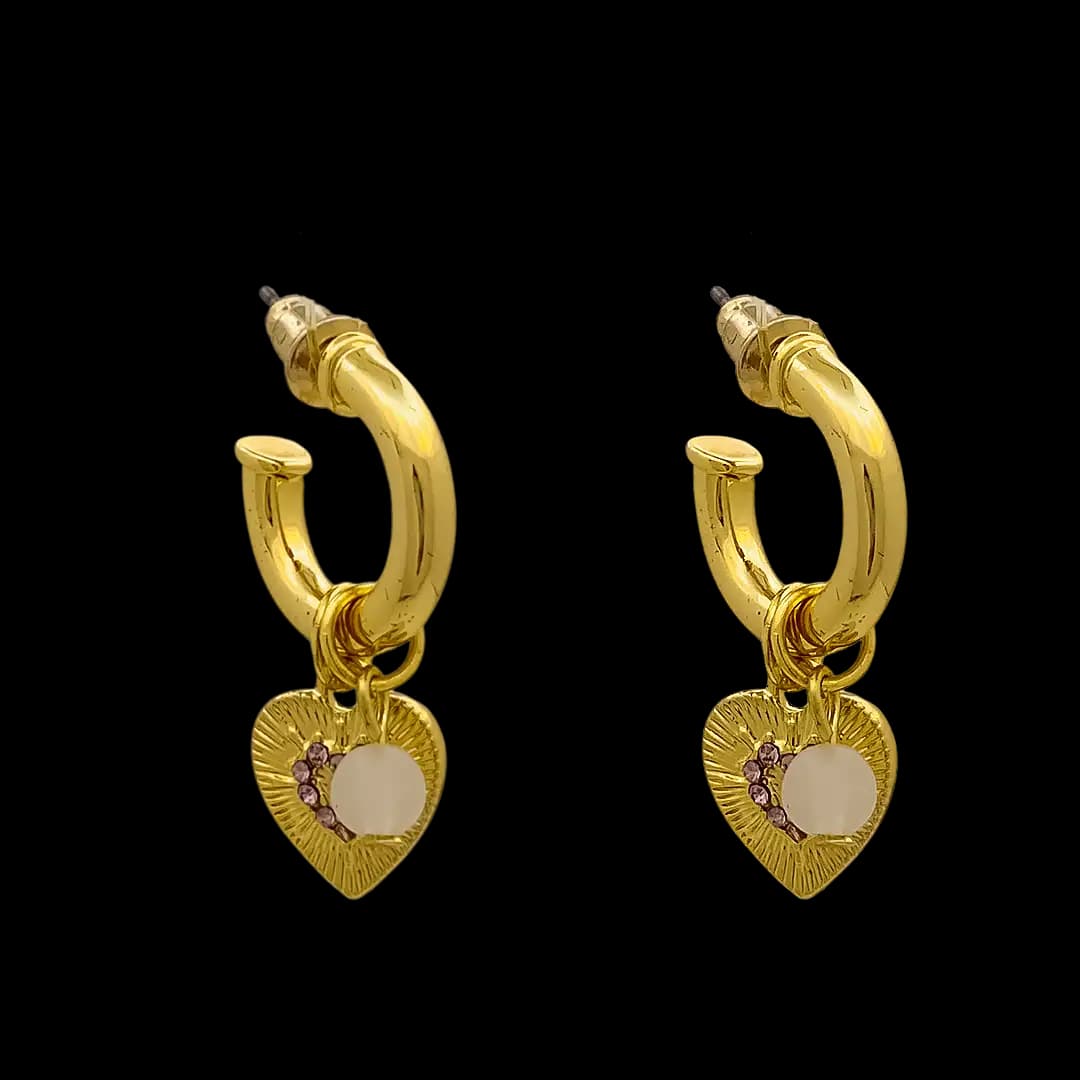 گوشواره میخی نیم حلقه آویزدار قلب (Heart Drop Half-Hoop Earrings)