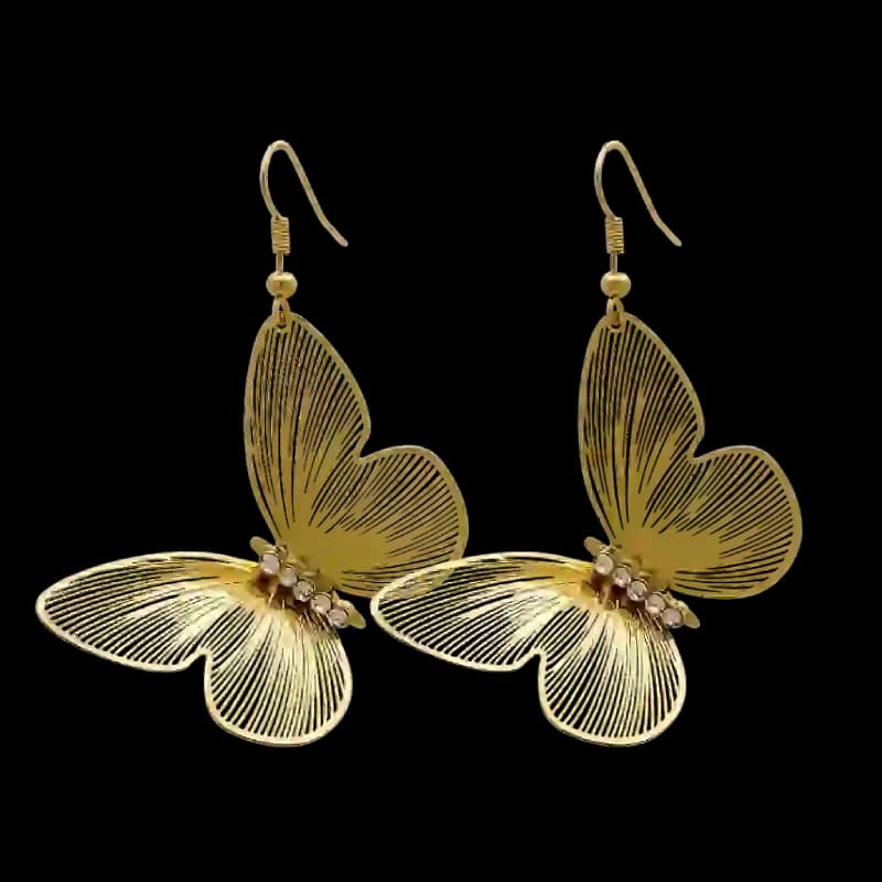 گوشواره آویز پروانه فیلیگران (Large Filigree Butterfly Drop Earrings)