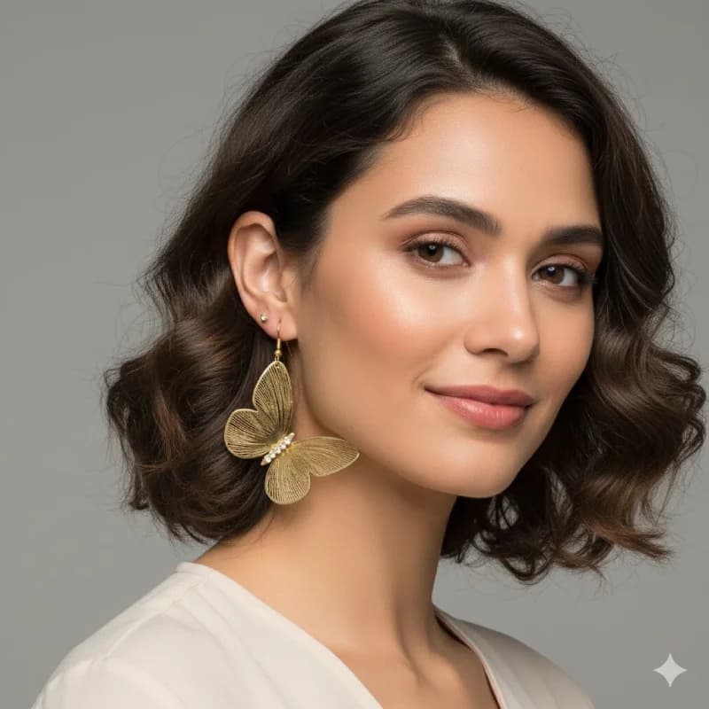گوشواره آویز پروانه فیلیگران (Large Filigree Butterfly Drop Earrings) — تصویر ۲