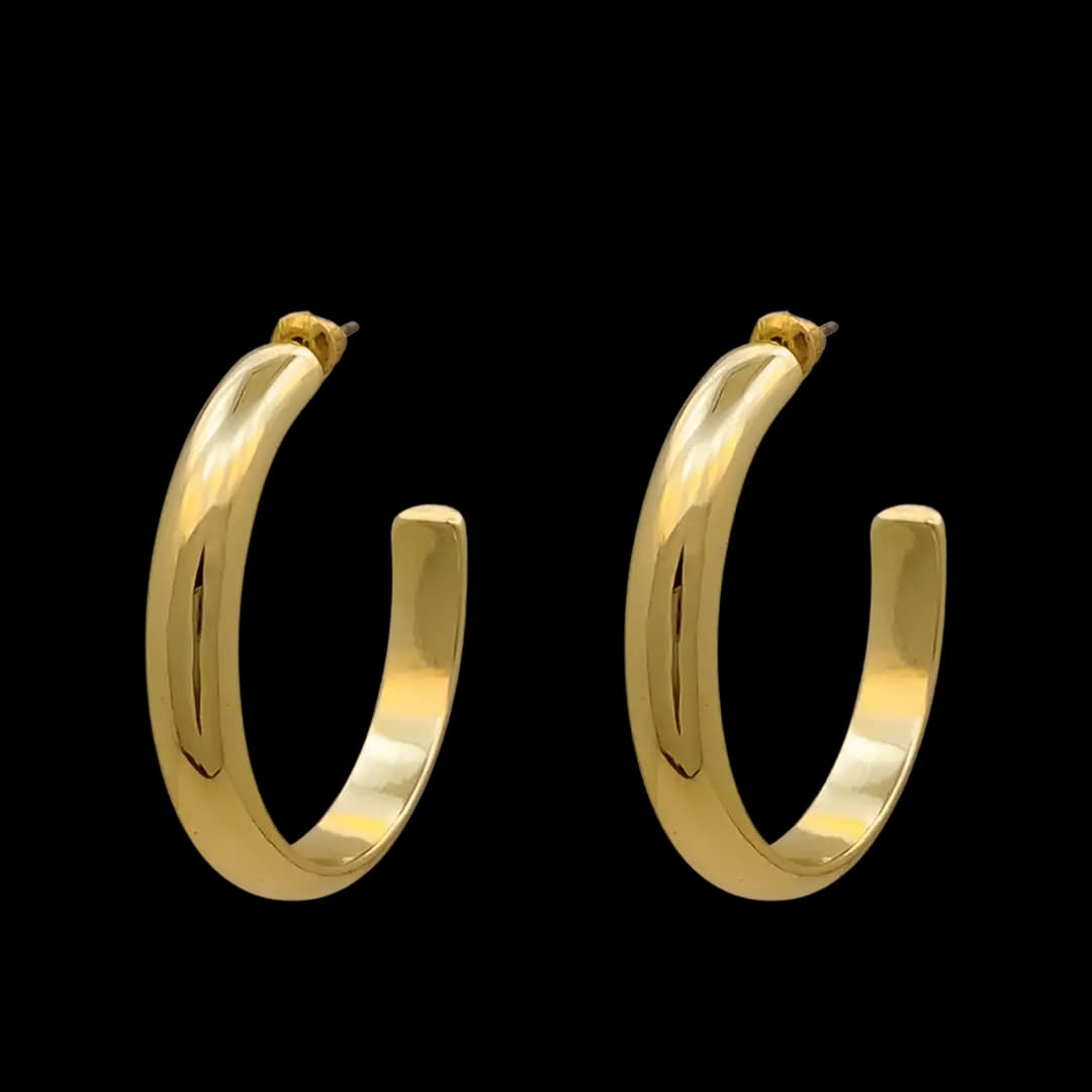 گوشواره نیمحلقه ضخیم طلایی (Chunky Half-Hoop Stud Earrings)