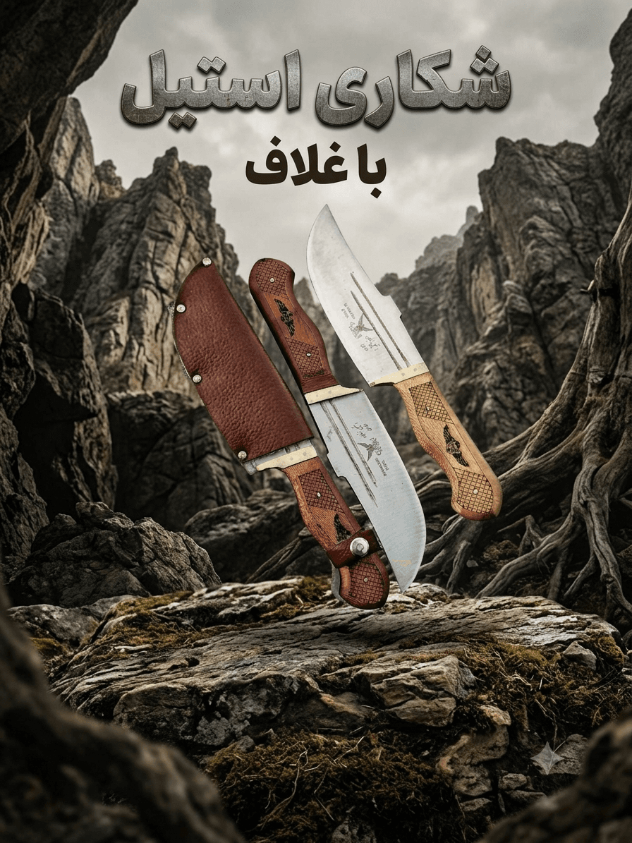 چاقوی شکاری استیل ضدزنگ با کیفیت ساخت بالا و غلاف محافظ