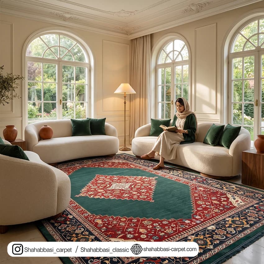 فرش سنتی کد 800177 سبز