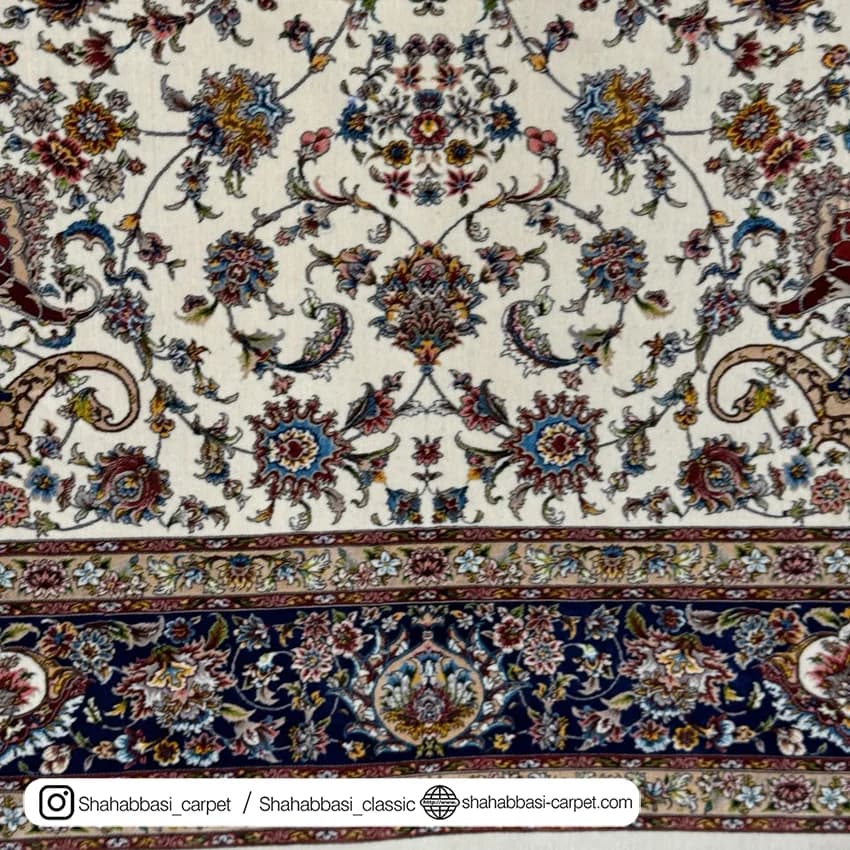 فرش ابریشم کد 195 کرم — تصویر ۴