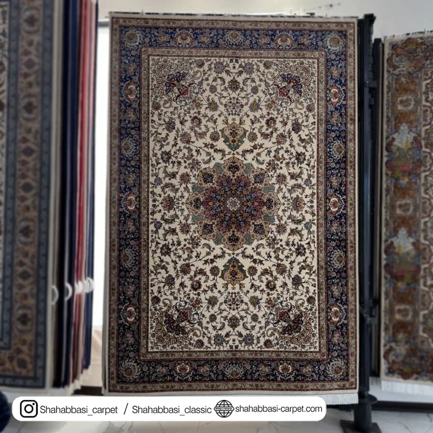فرش ابریشم کد 195 کرم — تصویر ۲