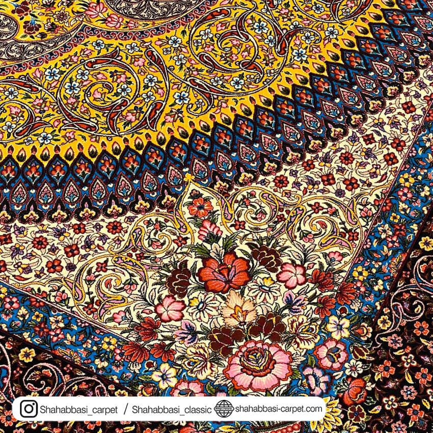فرش تمام ابریشم کد 29 زرد — تصویر ۵