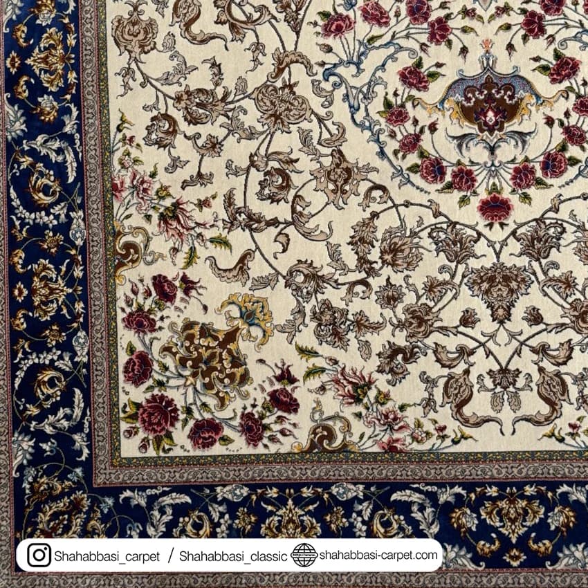 فرش ابریشم کد 208 کرم — تصویر ۵