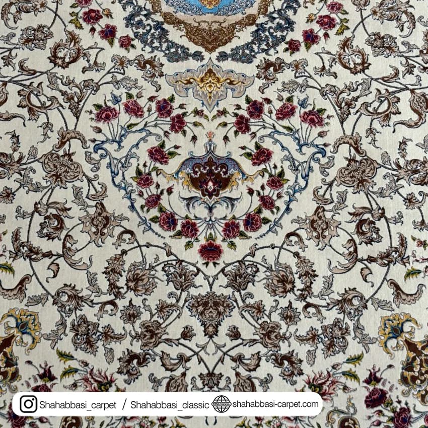 فرش ابریشم کد 208 کرم — تصویر ۴