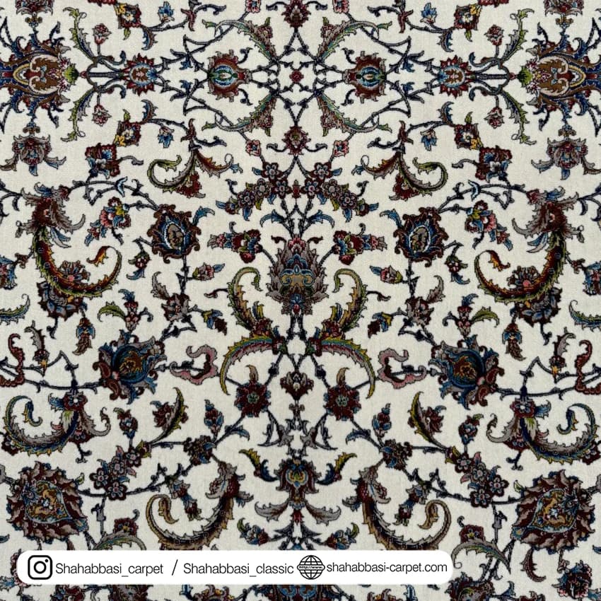 فرش ابریشم کد 206 کرم — تصویر ۴