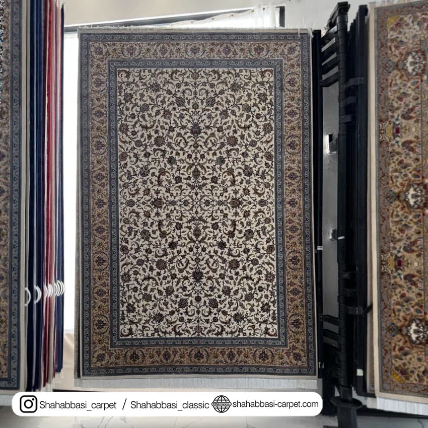 فرش ابریشم کد 206 کرم — تصویر ۲