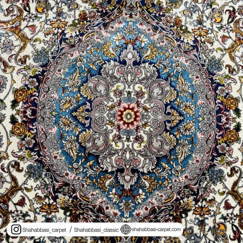 فرش ابریشم کد 200 کرم — تصویر ۲