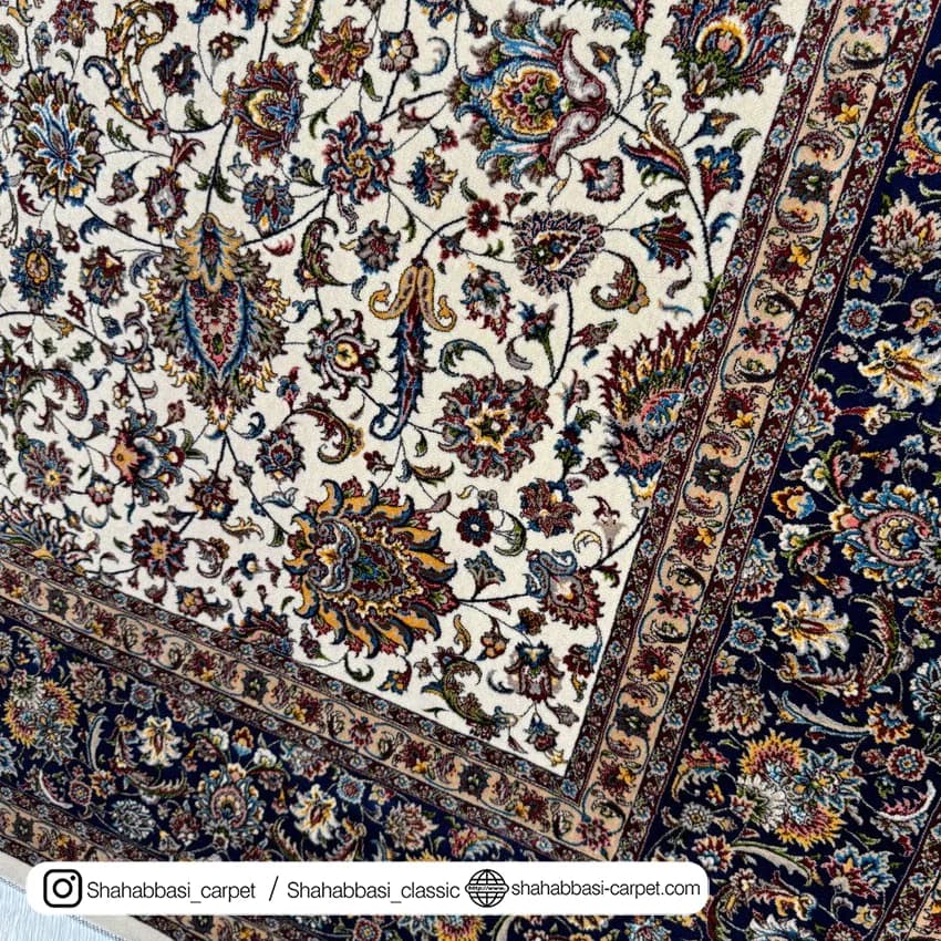 فرش ابریشم کد 199 کرم — تصویر ۵