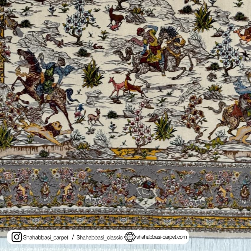 فرش ابریشم کد 191 کرم — تصویر ۵