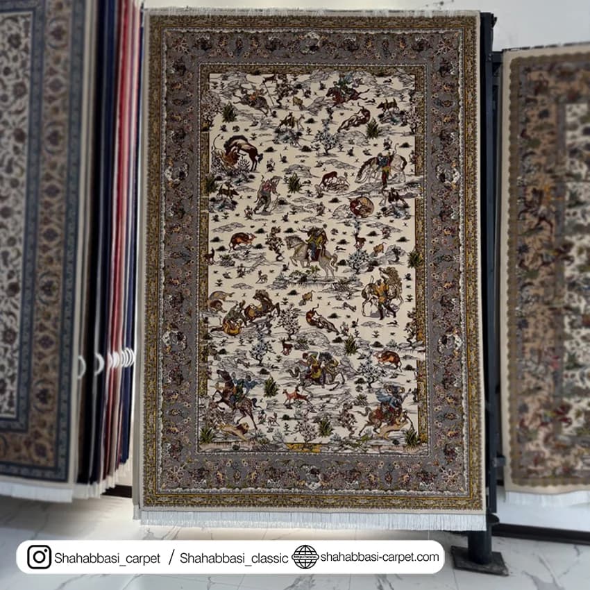 فرش ابریشم کد 191 کرم — تصویر ۲