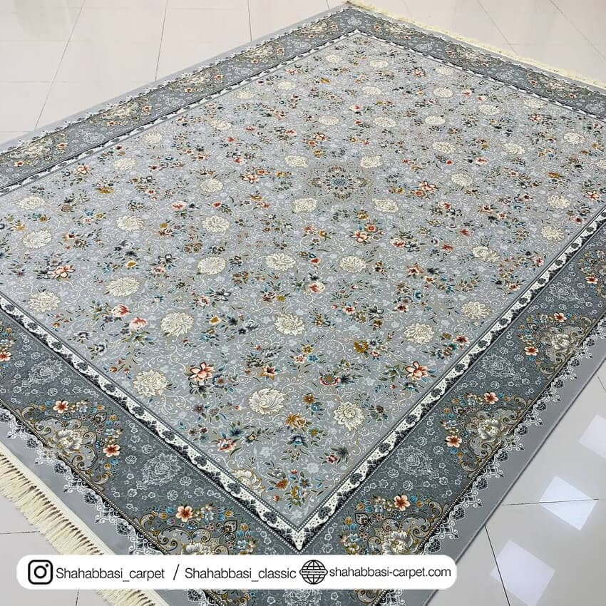 فرش ماشینی کد 3086 نقره ای