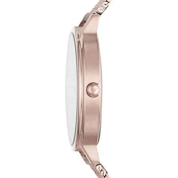 ساعت مچی زنانه کوارتز با صفحه طلایی و بند حصیری رزگلد Emporio Armani مدل AR11129 — تصویر ۱۰