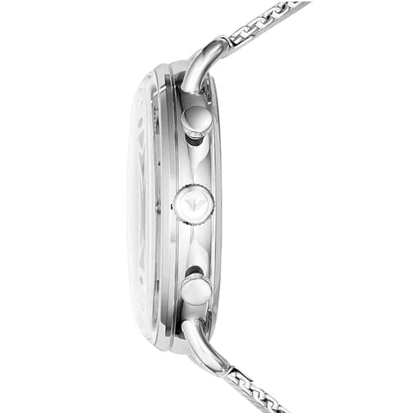ساعت مچی مردانه کرنوگراف با صفحه مشکی و بند حصیری نقره‌ای Emporio Armani مدل AR11104 — تصویر ۹