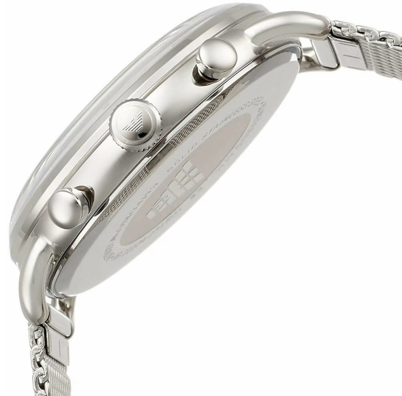 ساعت مچی مردانه کرنوگراف با صفحه مشکی و بند حصیری نقره‌ای Emporio Armani مدل AR11104 — تصویر ۵