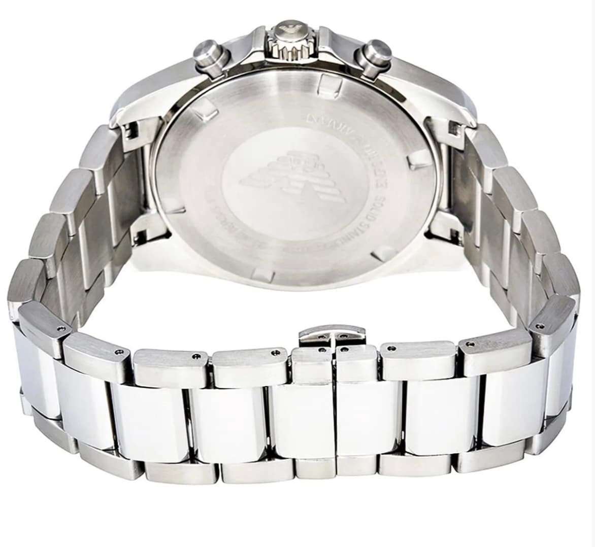 ساعت مچی مردانه کرنوگراف با صفحه سبز و بند استیل نقره‌ای Emporio Armani مدل AR6090 — تصویر ۳