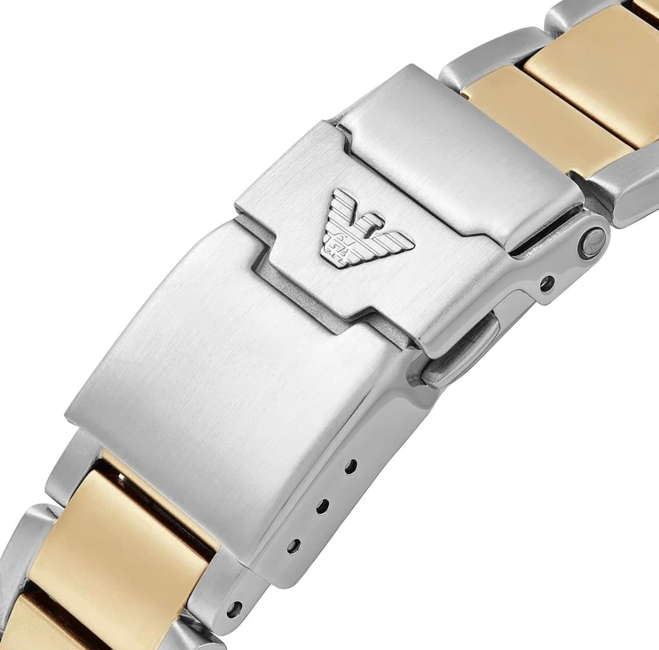 ساعت مچی مردانه سولار کرنوگراف با صفحه سبز و بندنقره‌ای و طلایی Emporio Armani مدل AR11695 — تصویر ۳