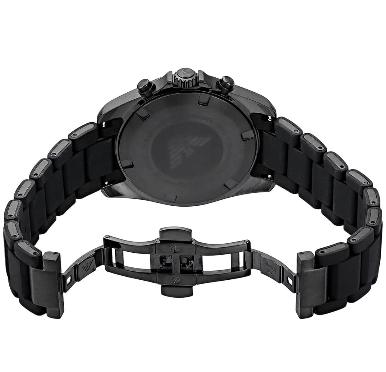 ساعت مچی مردانه کرنوگراف با صفحه مشکی و بند سیلیکونی مشکی Emporio Armani مدل AR6092 — تصویر ۴