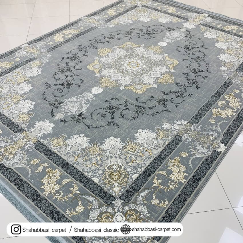 فرش ماشینی وینتیج کد 1023 طوسی