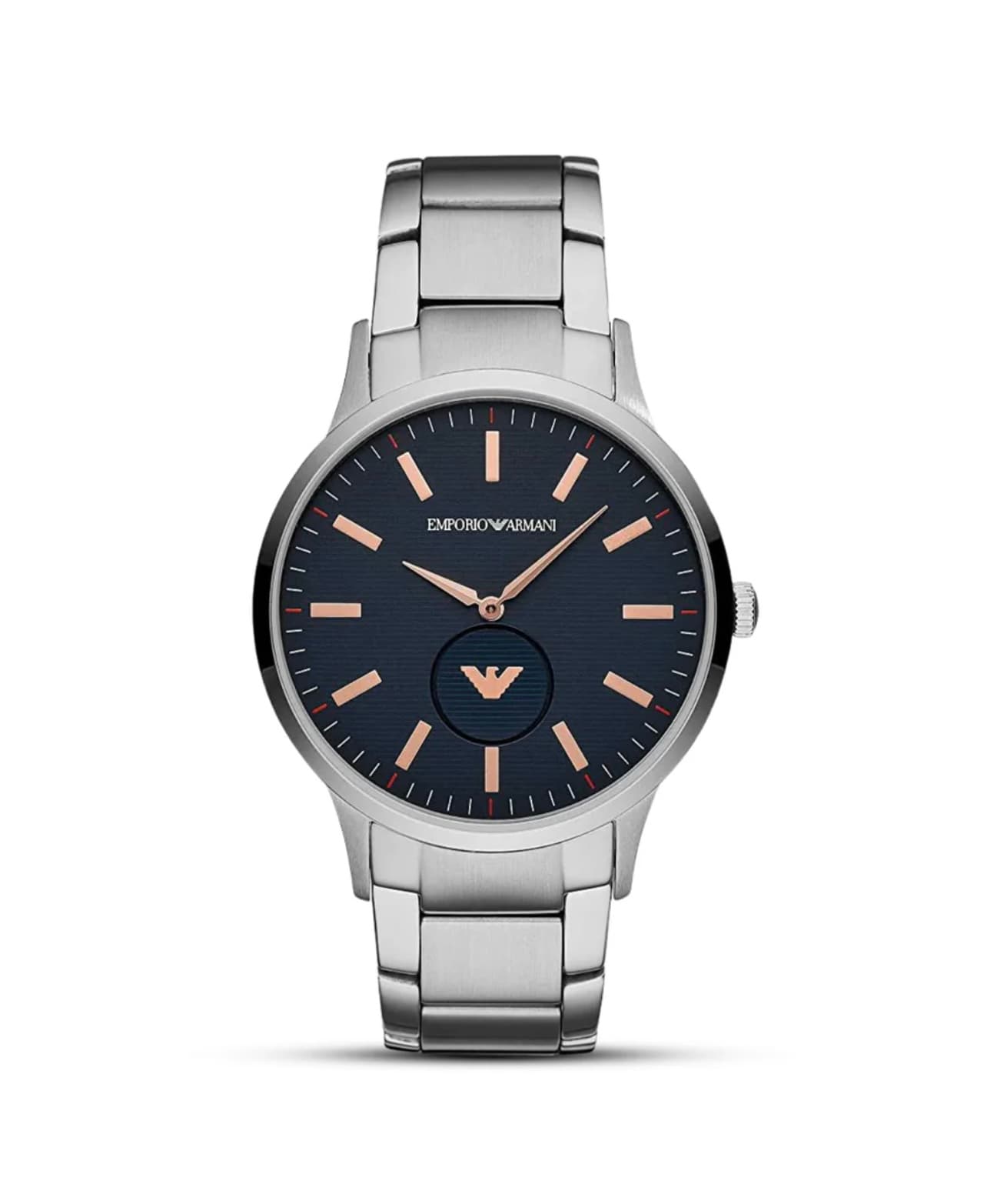 ساعت مچی مردانه نقره‌ای با صفحه آبی Emporio Armani مدل AR11137