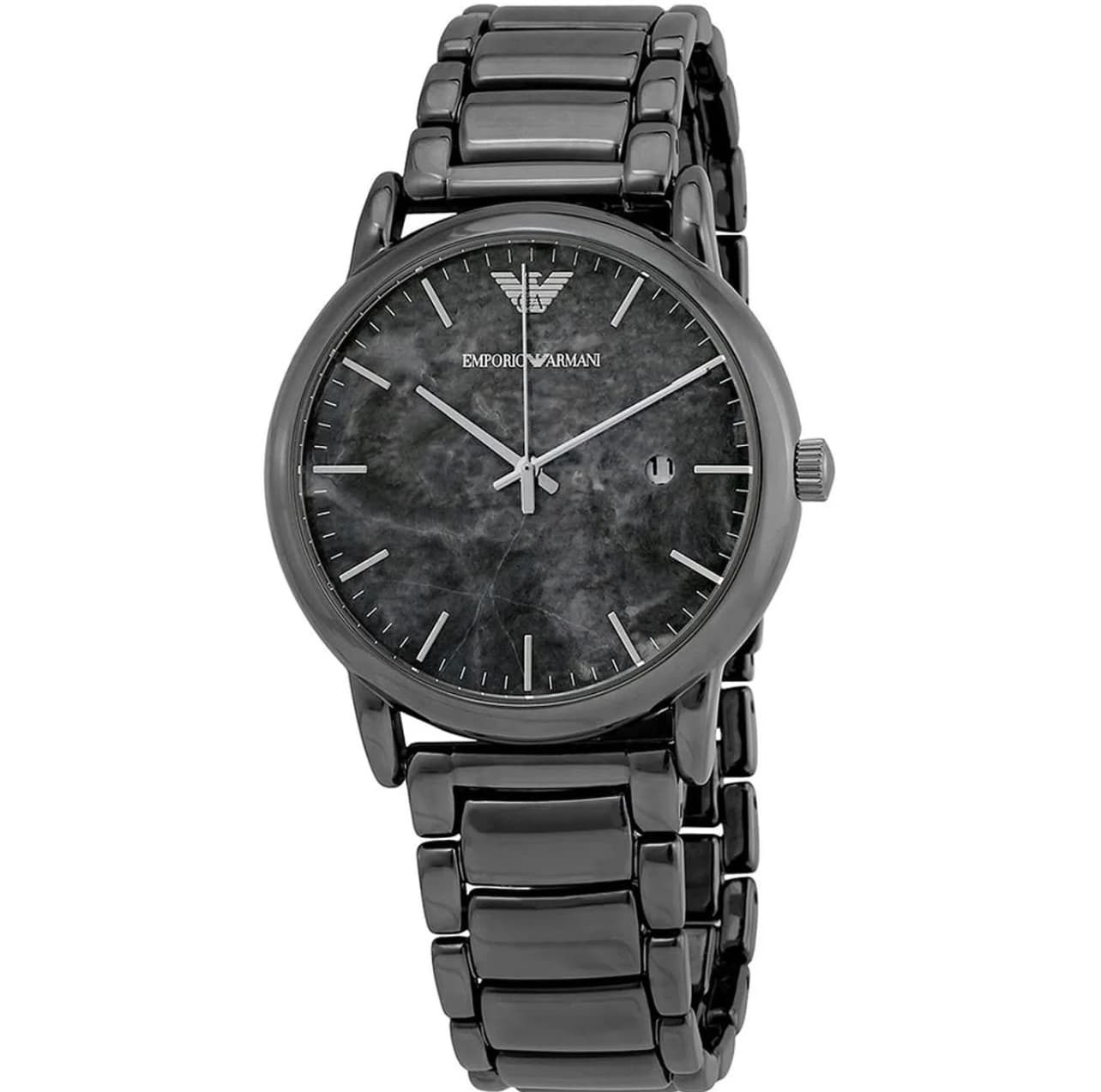 ساعت مچی مردانه مشکی گان‌متال با صفحه خاکستری Emporio Armani مدل AR11155