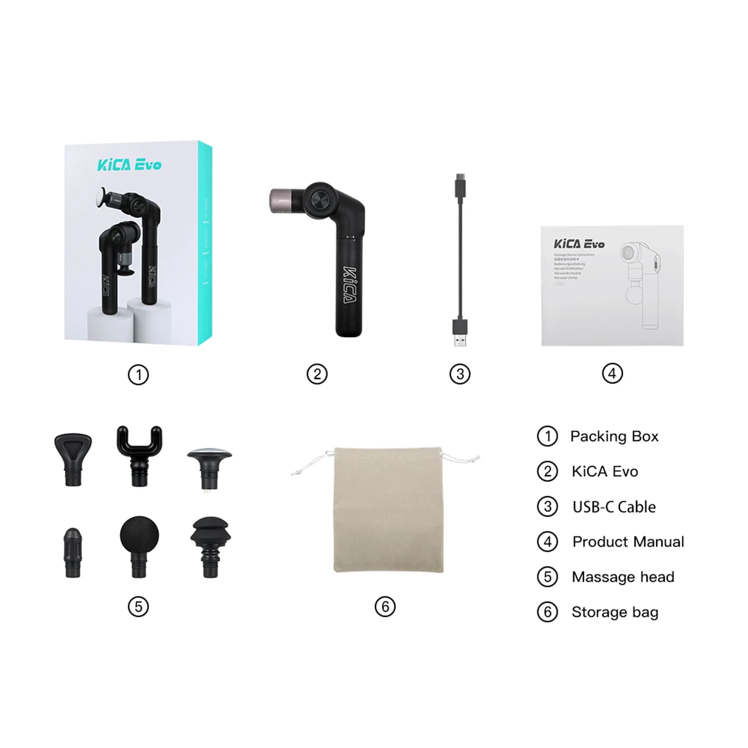 ماساژور بدن تفنگی تاشو کیکا مدل KiCA EVO Foldable Massage Gun — تصویر ۷