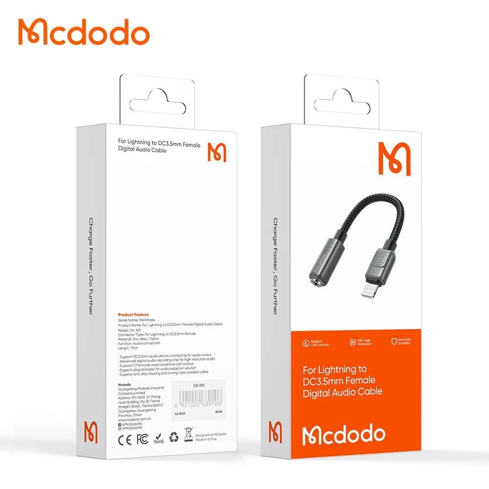 کابل تبدیل لایتنینگ به Aux مک دودو Mcdodo CA-5010 Lightning to Aux — تصویر ۲