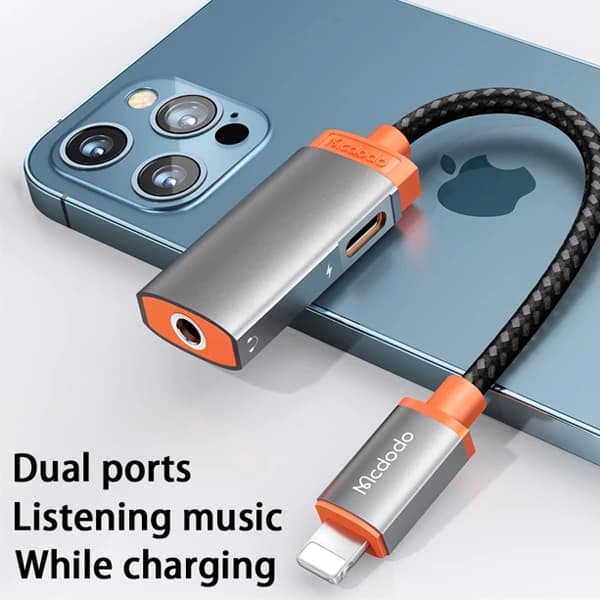 کابل تبدیل لایتنینگ اتصال همزمان هندزفری و شارژر مک دودو Mcdodo CA-6710 Lightning to Aux — تصویر ۵