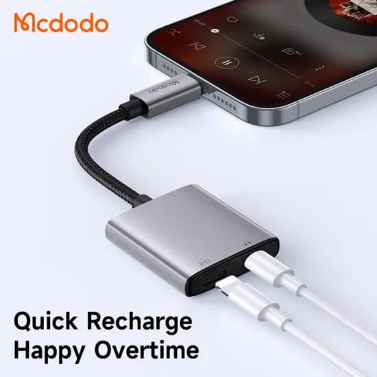 کابل تبدیل لایتنینگ اتصال همزمان هندزفری لایتنیگ و شارژر Mcdodo CA-5560 Audio Adapter — تصویر ۵